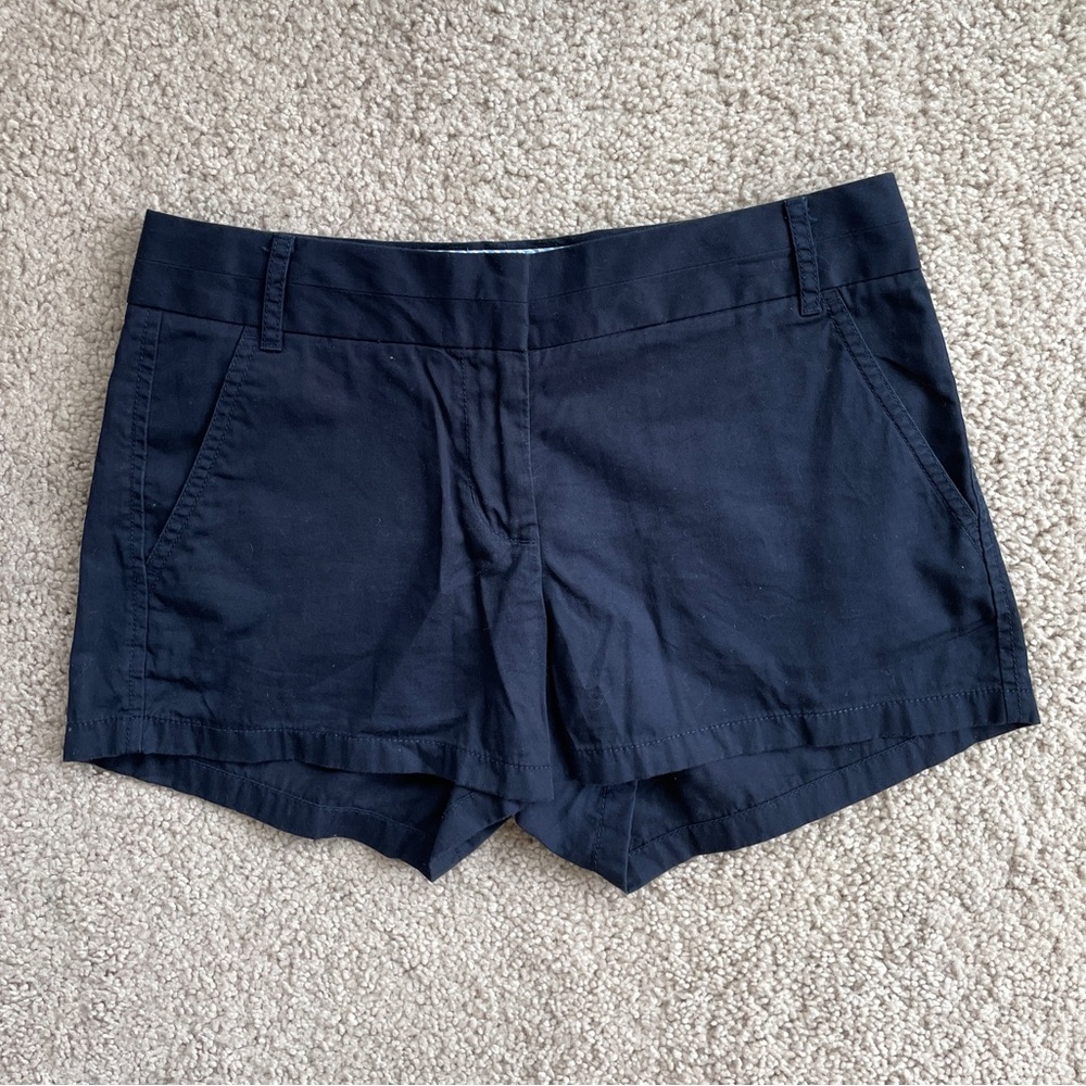 J. Crew Factory Chino 3" Navy Blue Cotton Broken-In Mid-Rise Shorts Size 2